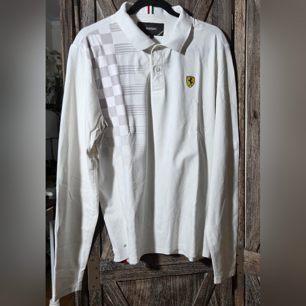 NEW FERRARI white long-sleeve Puma Scuderia Ferrari polo